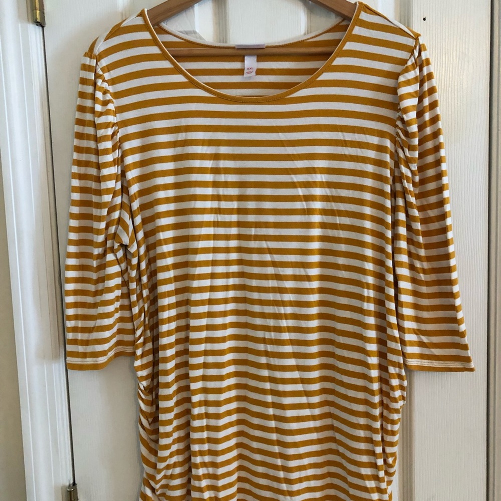 Mustard Yellow and Cream Striped Top (Maternity)